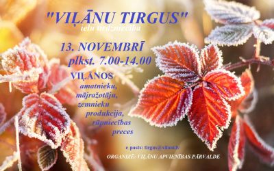 Viļānu tirgus aicina novembrī! 