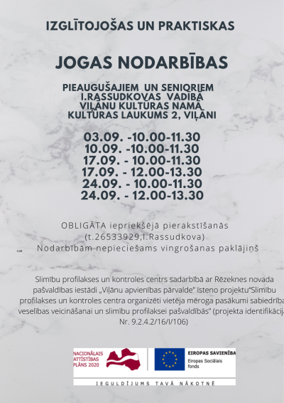 Jogas nodarbības septembrī! 